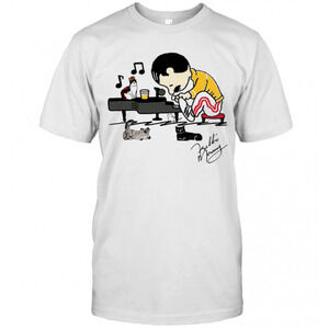 Freddie Mercury Playing Piano With His Cats Signature T-Shirt